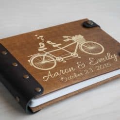 Gästebuch Hochzeit aus Holz mit Gravur - Fahrrad