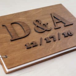 Gästebuch Hochzeit aus Holz mit Gravur - Letter Vintage