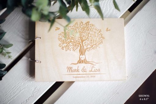 Gästebuch Hochzeit aus Holz mit Gravur - Hochzeitsbaum