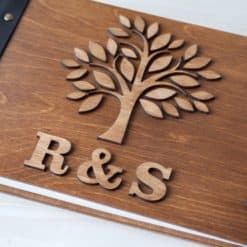 Gästebuch Hochzeit aus Holz mit Gravur - 3D Baum