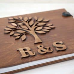 Gästebuch Hochzeit aus Holz mit Gravur - 3D Baum