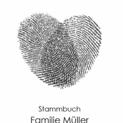 Stammbuch aus Holz mit Gravur - Fingerabdruck Herz