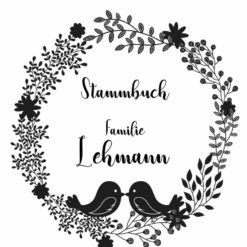 Stammbuch aus Holz mit Gravur - Vögelchen